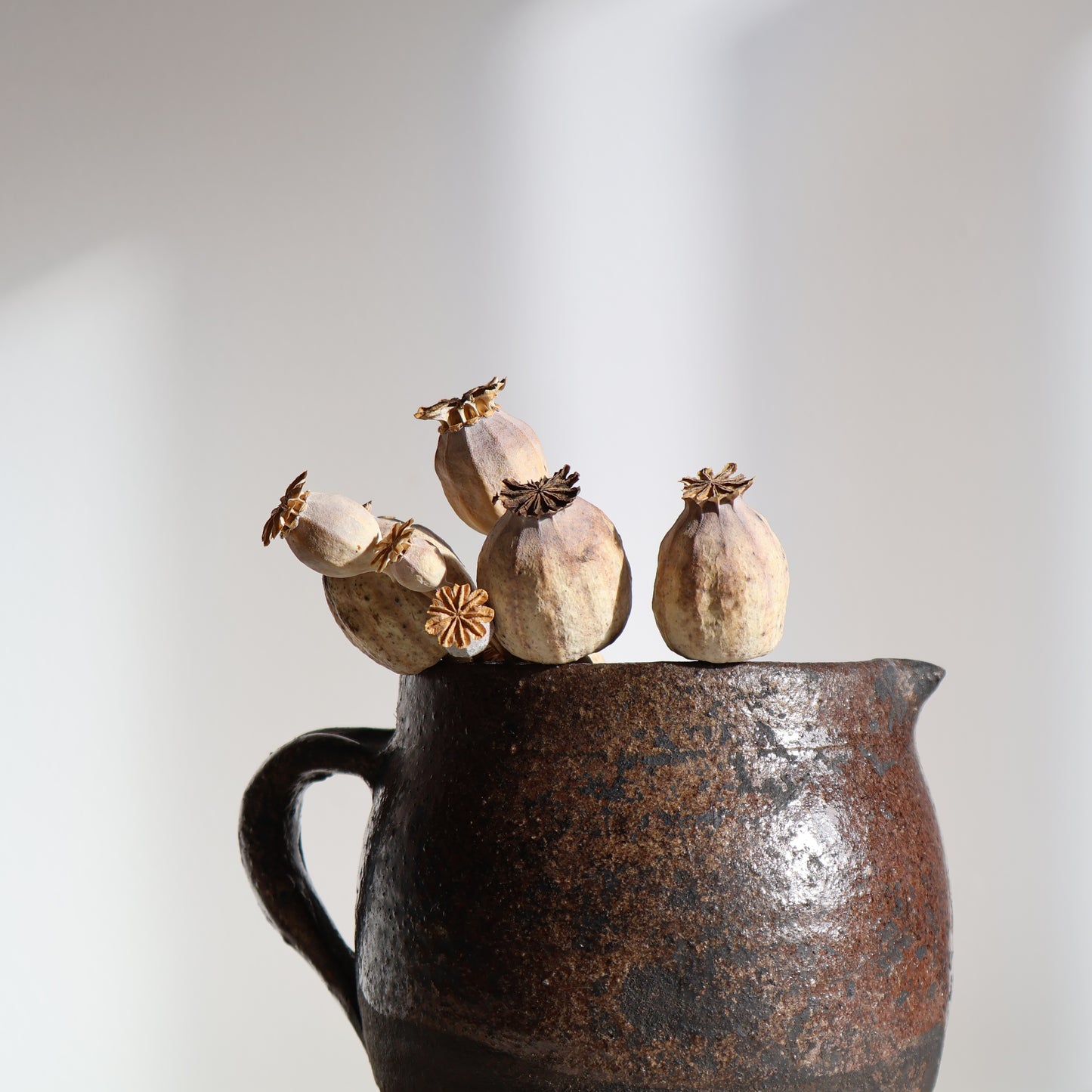 Textured half glazed jug