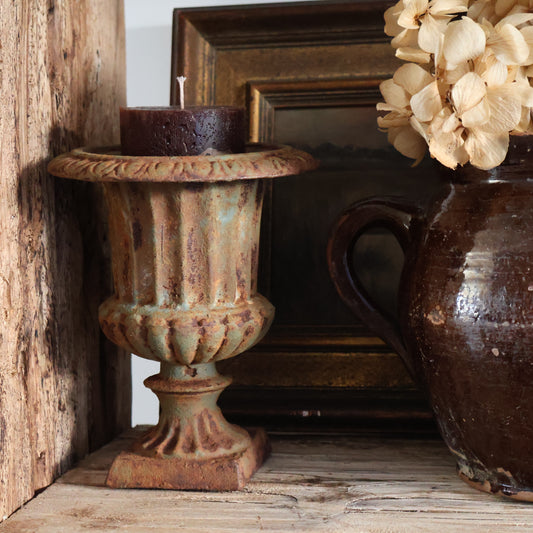 Small cast iron urn