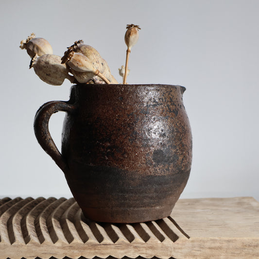 Textured half glazed jug