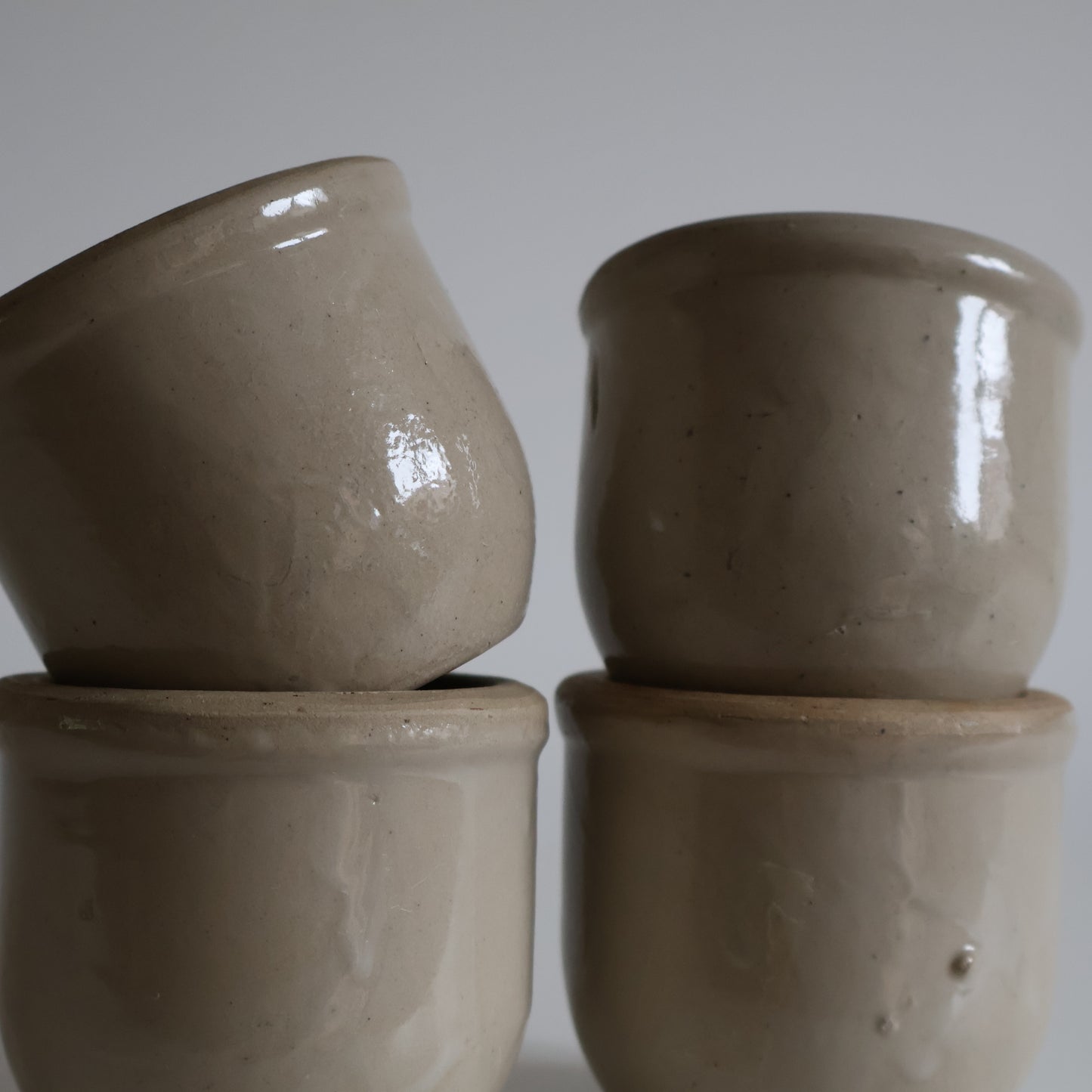 French Stoneware yoghurt pots