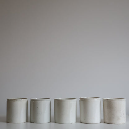 White stoneware jars