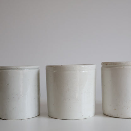 White stoneware jars