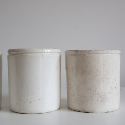 White stoneware jars