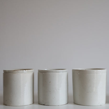 White stoneware jars