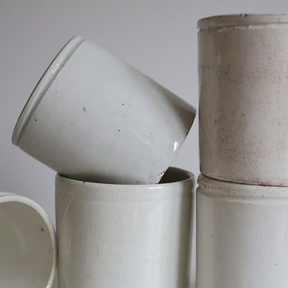 White stoneware jars