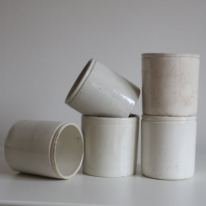 White stoneware jars