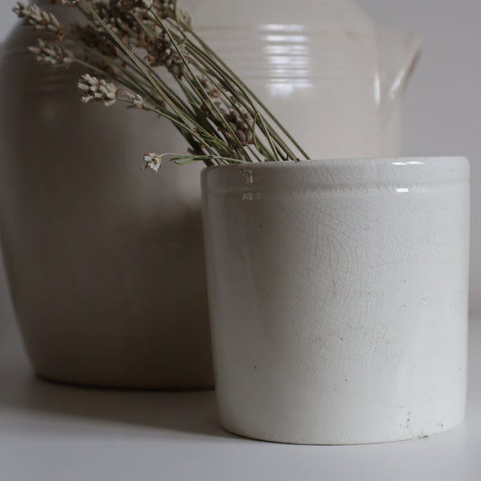 White stoneware jars