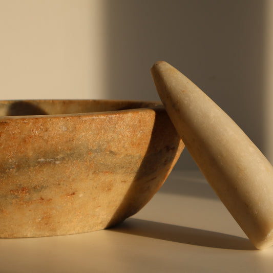 Indian marble pestle and mortar