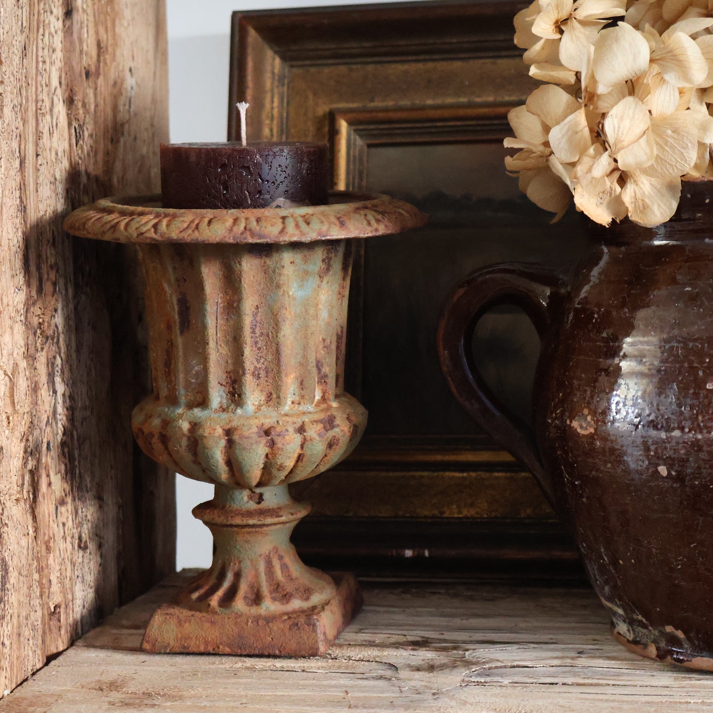 Small cast iron urn